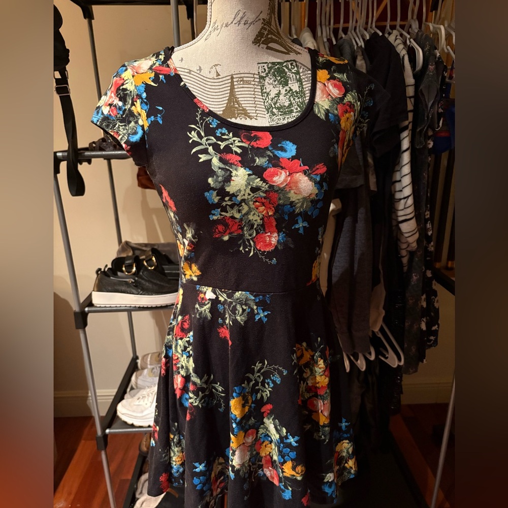 Ambiance Black Floral Mini Dress